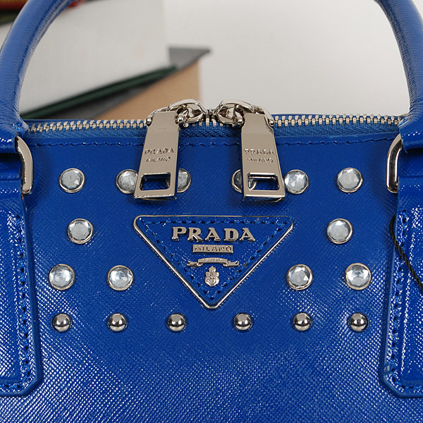 2014 Prada Saffiano Leather Spring Hinge Two-Handle Bag BL0837 royablue